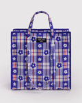 Large Nylon Market Bag - Market Plaid Blue